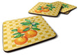 Oranges on Branch on Basketweave Foam Coasters Set of 4 Cup Coasters for Indoor Outdoor, Tabletop Protection, Anti Slip, Mouse pad Material