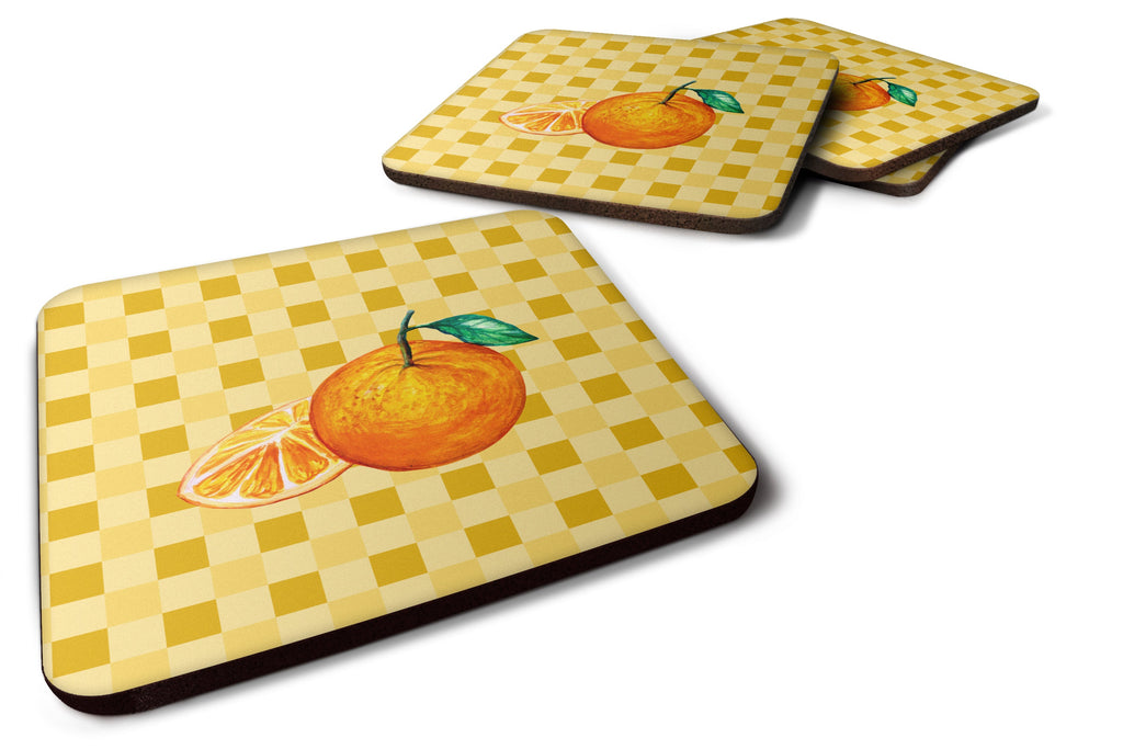 Oranges and Slice on Basketweave Foam Coasters Set of 4 Cup Coasters for Indoor Outdoor, Tabletop Protection, Anti Slip, Mouse pad Material