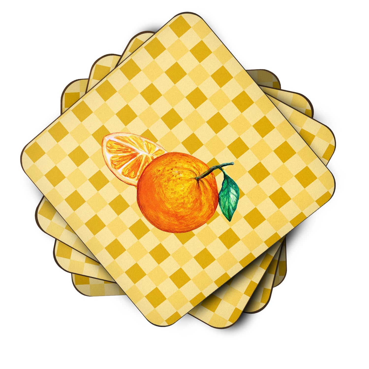 Oranges and Slice on Basketweave Foam Coasters Set of 4 Cup Coasters for Indoor Outdoor, Tabletop Protection, Anti Slip, Mouse pad Material