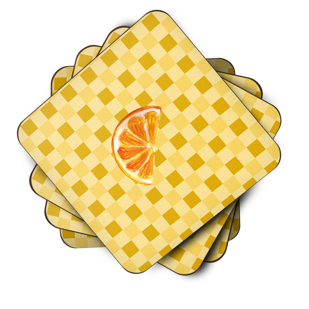 Sliced Oranges on Basketweave Foam Coasters Set of 4 Cup Coasters for Indoor Outdoor, Tabletop Protection, Anti Slip, Mouse pad Material