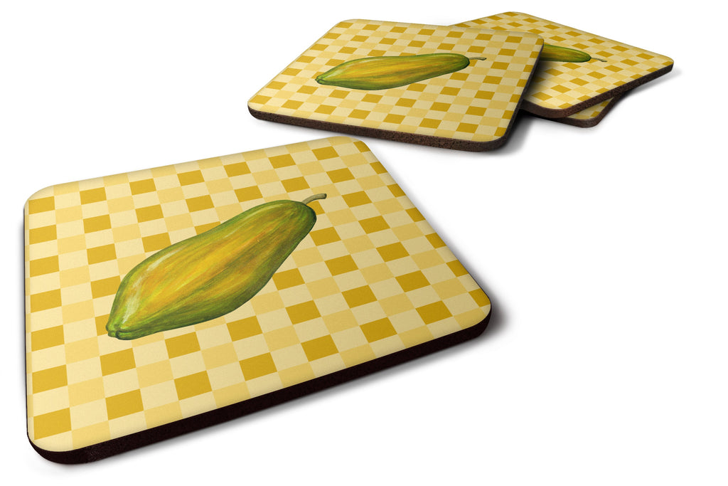 Whole Papaya on Basketweave Foam Coasters Set of 4 Cup Coasters for Indoor Outdoor, Tabletop Protection, Anti Slip, Mouse pad Material