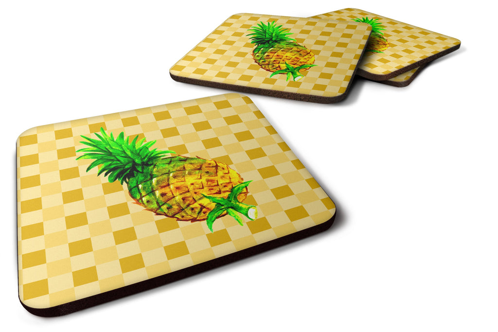 Whole Pineapple on Basketweave Foam Coasters Set of 4 Cup Coasters for Indoor Outdoor, Tabletop Protection, Anti Slip, Mouse pad Material