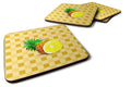 Top of Pineapple Cut on Basketweave Foam Coasters Set of 4 Cup Coasters for Indoor Outdoor, Tabletop Protection, Anti Slip, Mouse pad Material
