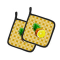 Top of Pineapple Cut on Basketweave Pot Holder Set of 2 Heat Resistant Quilted Hot Pads 7.5 x 7.5 Inch, Insulated Kitchen Trivets for Cooking & Baking