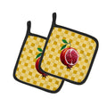 Sliced Pomegranate on Basketweave Pot Holder Set of 2 Heat Resistant Quilted Hot Pads 7.5 x 7.5 Inch, Insulated Kitchen Trivets for Cooking & Baking