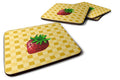 Strawberry on Basketweave Foam Coasters Set of 4 Cup Coasters for Indoor Outdoor, Tabletop Protection, Anti Slip, Mouse pad Material