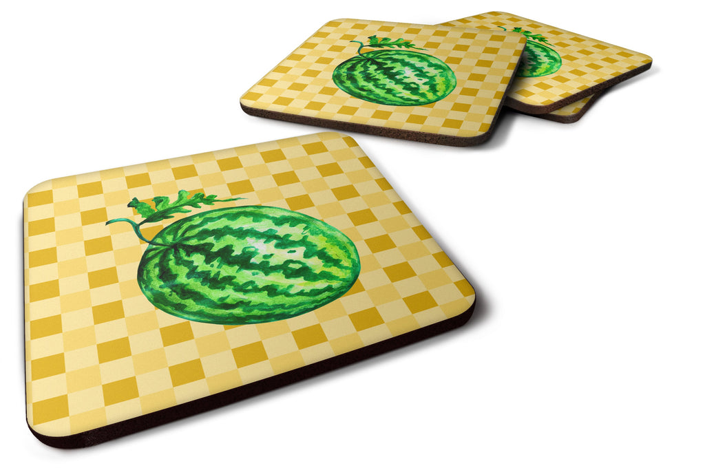 Whole Watermelon on Basketweave Foam Coasters Set of 4 Cup Coasters for Indoor Outdoor, Tabletop Protection, Anti Slip, Mouse pad Material