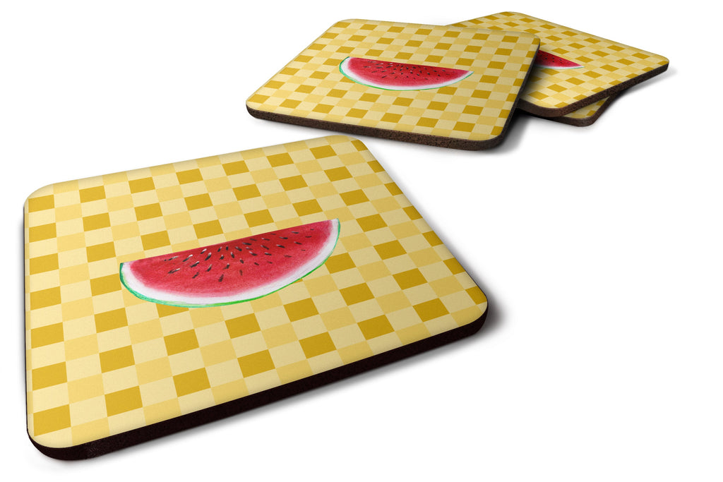 Sliced Watermelon on Basketweave Foam Coasters Set of 4 Cup Coasters for Indoor Outdoor, Tabletop Protection, Anti Slip, Mouse pad Material