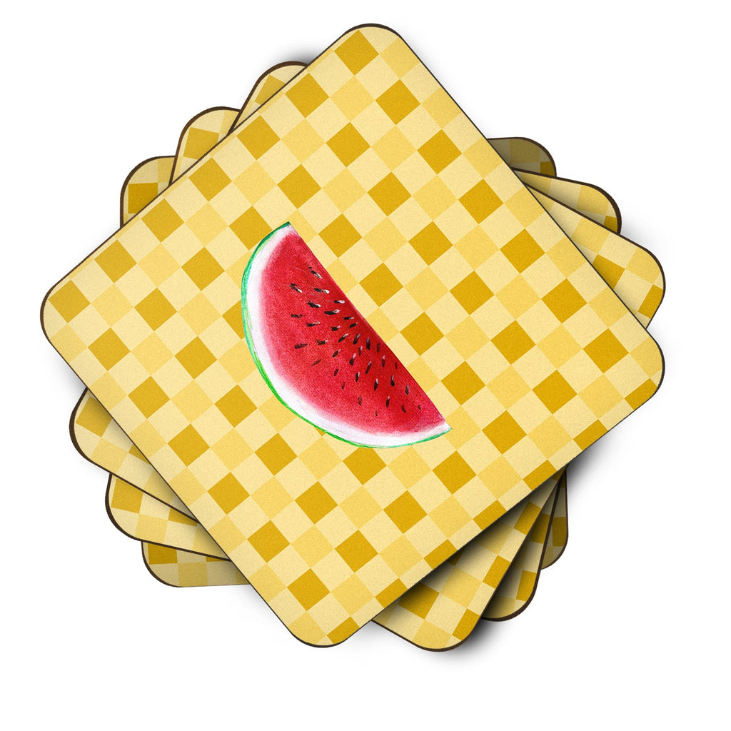 Sliced Watermelon on Basketweave Foam Coasters Set of 4 Cup Coasters for Indoor Outdoor, Tabletop Protection, Anti Slip, Mouse pad Material