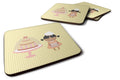 Cake Baker African American Yellow Foam Coasters Set of 4 Cup Coasters for Indoor Outdoor, Tabletop Protection, Anti Slip, Mouse pad Material