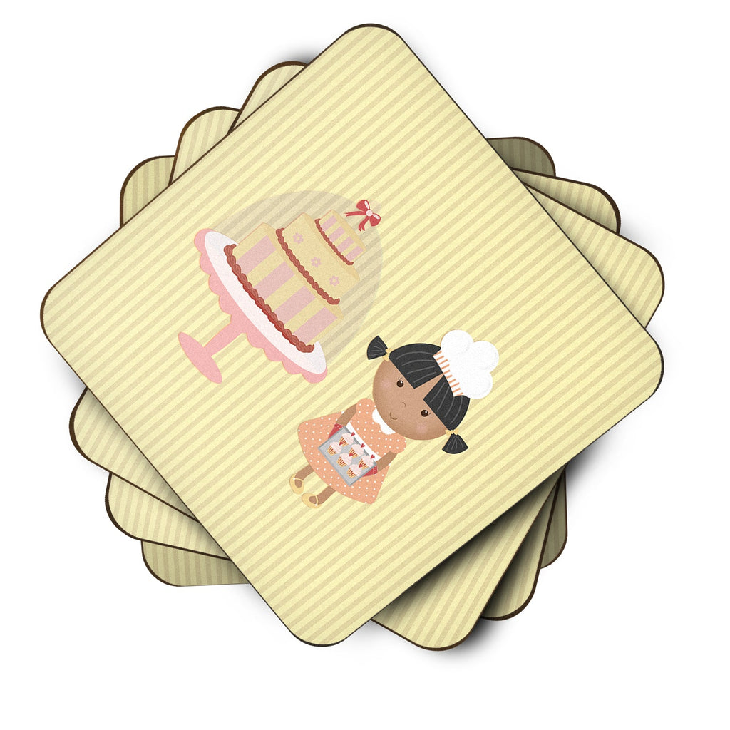 Cake Baker African American Yellow Foam Coasters Set of 4 Cup Coasters for Indoor Outdoor, Tabletop Protection, Anti Slip, Mouse pad Material