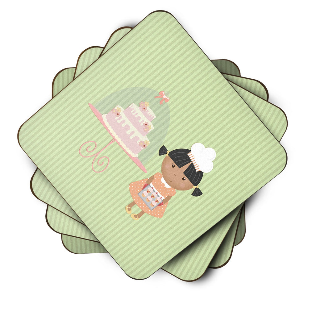 Cake Baker African American Green Foam Coasters Set of 4 Cup Coasters for Indoor Outdoor, Tabletop Protection, Anti Slip, Mouse pad Material