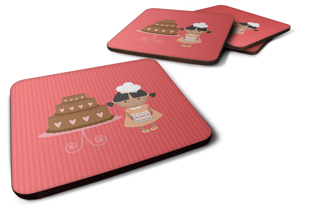 Valentine's Cake Baker African American Foam Coasters Set of 4 Cup Coasters for Indoor Outdoor, Tabletop Protection, Anti Slip, Mouse pad Material