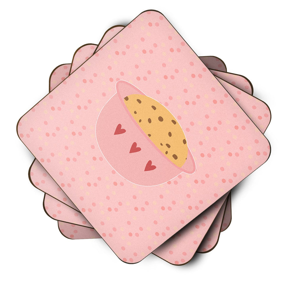 Cookie Dough Pink Foam Coasters Set of 4 Cup Coasters for Indoor Outdoor, Tabletop Protection, Anti Slip, Mouse pad Material