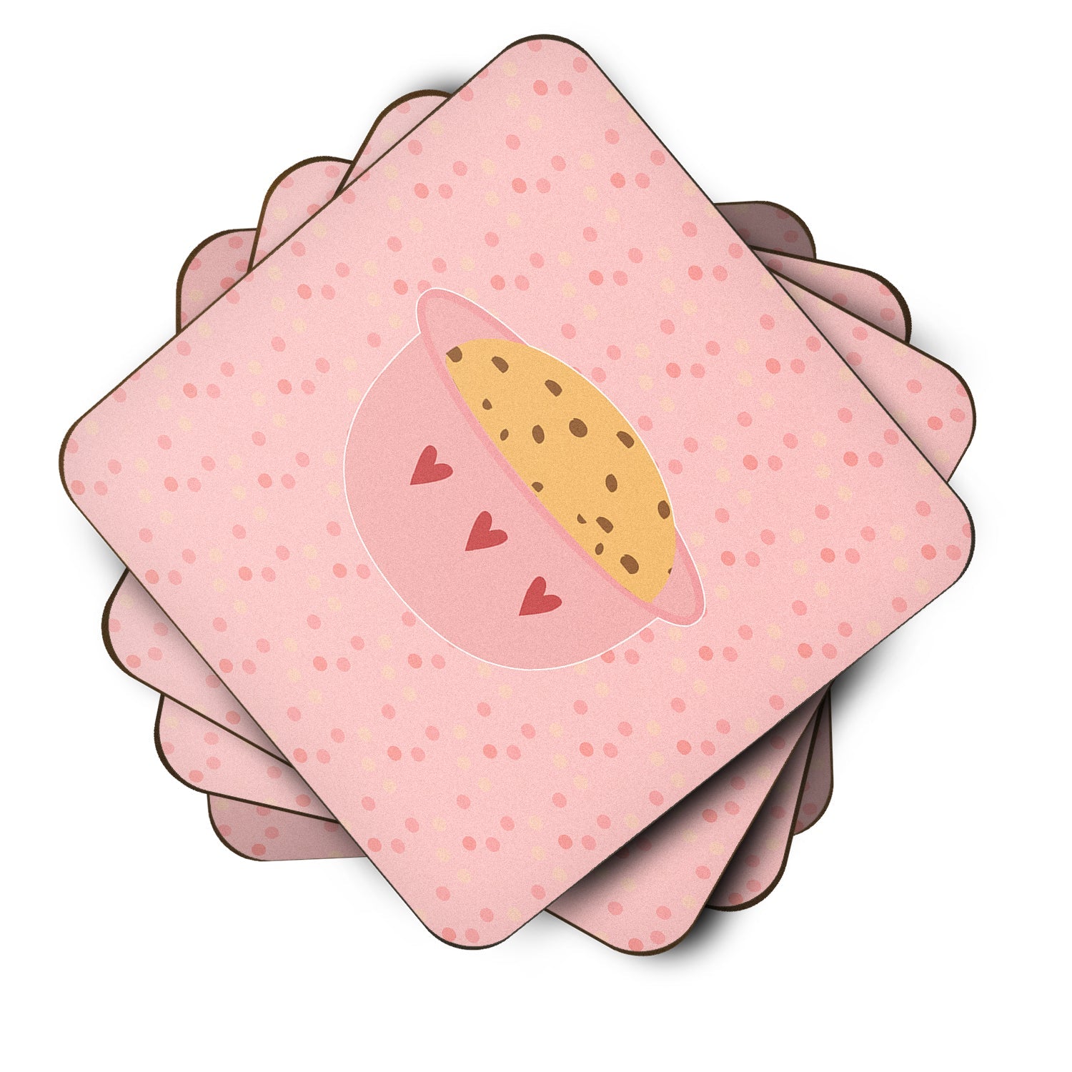 Cookie Dough Pink Foam Coasters Set of 4 Cup Coasters for Indoor Outdoor, Tabletop Protection, Anti Slip, Mouse pad Material