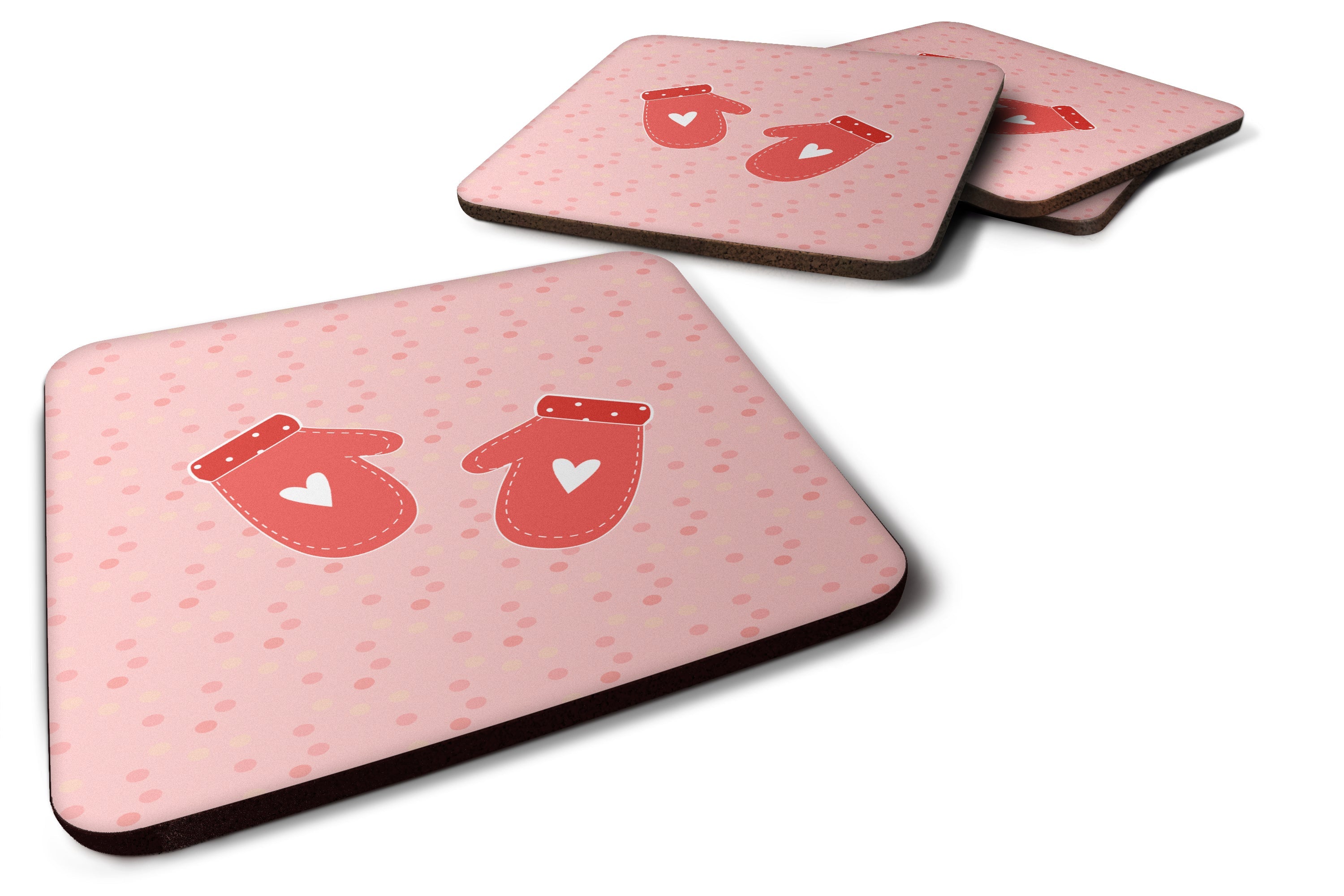 Oven Mitts Pink Foam Coasters Set of 4 Cup Coasters for Indoor Outdoor, Tabletop Protection, Anti Slip, Mouse pad Material