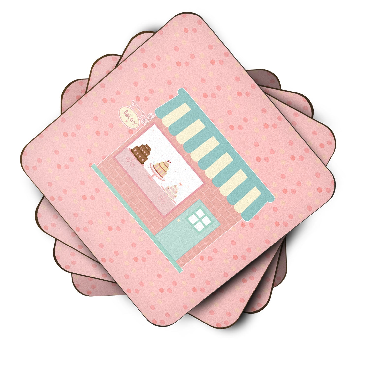Bake Shoppe Pink Foam Coasters Set of 4 Cup Coasters for Indoor Outdoor, Tabletop Protection, Anti Slip, Mouse pad Material
