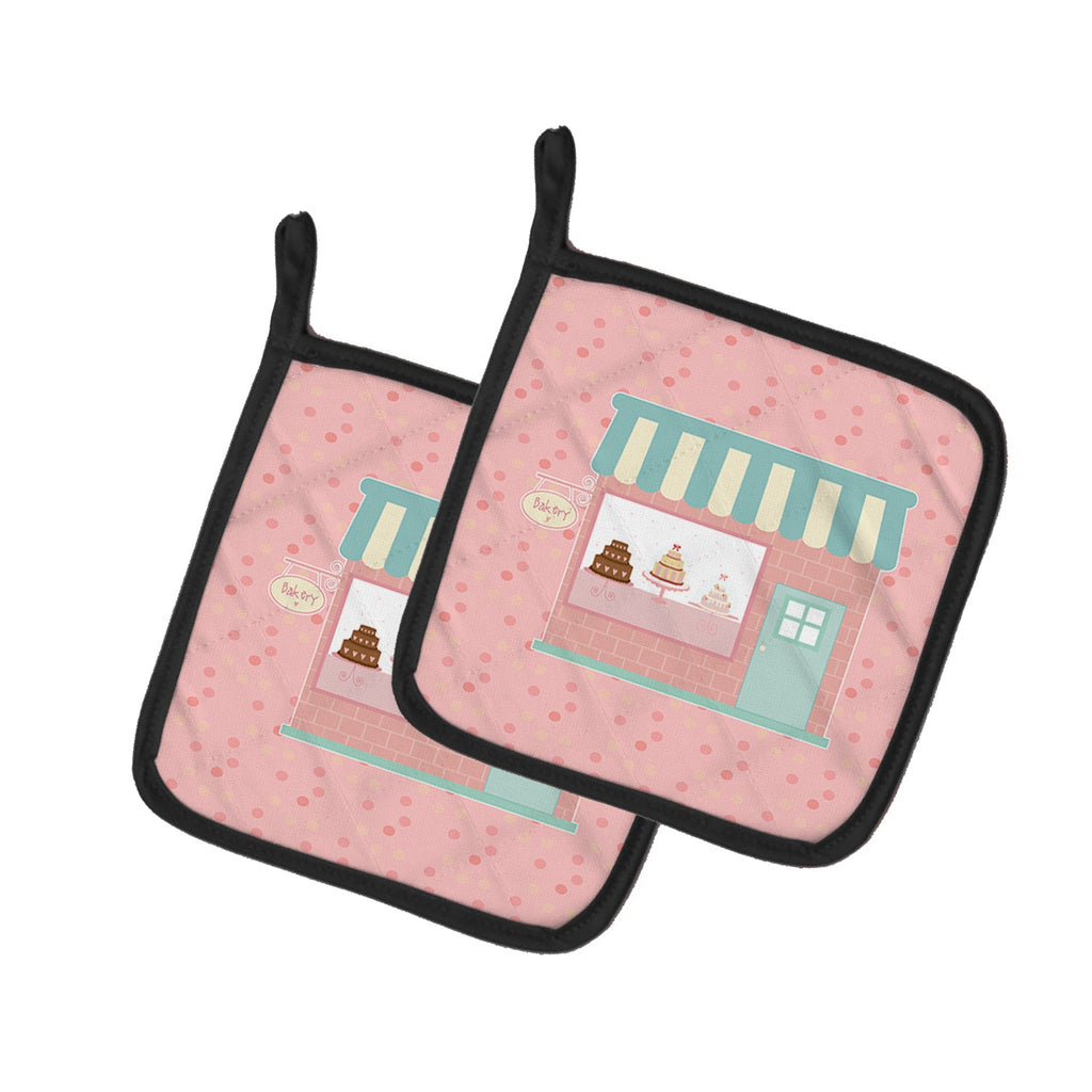 Bake Shoppe Pink Pot Holder Set of 2 Heat Resistant Quilted Hot Pads 7.5 x 7.5 Inch, Insulated Kitchen Trivets for Cooking & Baking