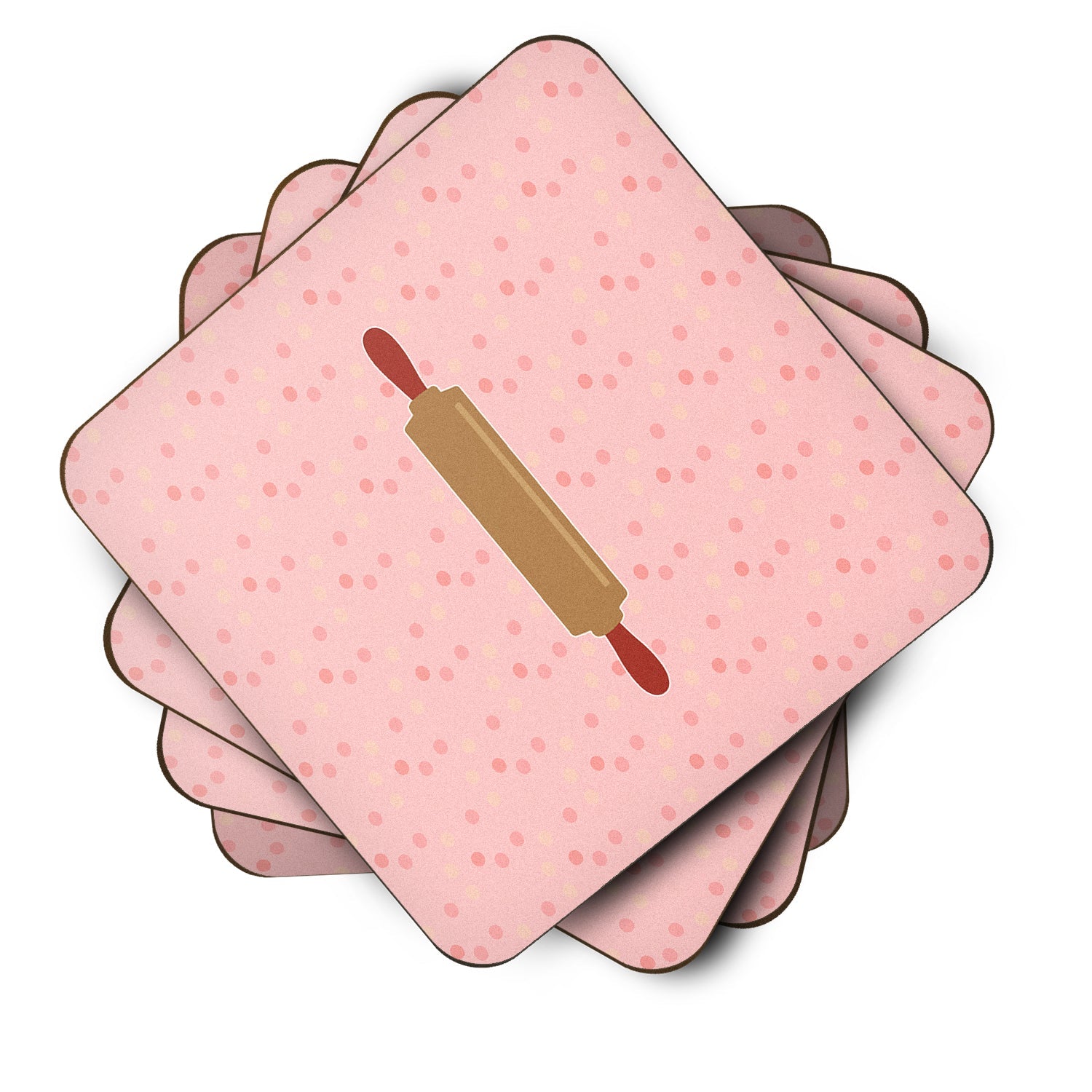 Rolling Pin Pink Foam Coasters Set of 4 Cup Coasters for Indoor Outdoor, Tabletop Protection, Anti Slip, Mouse pad Material