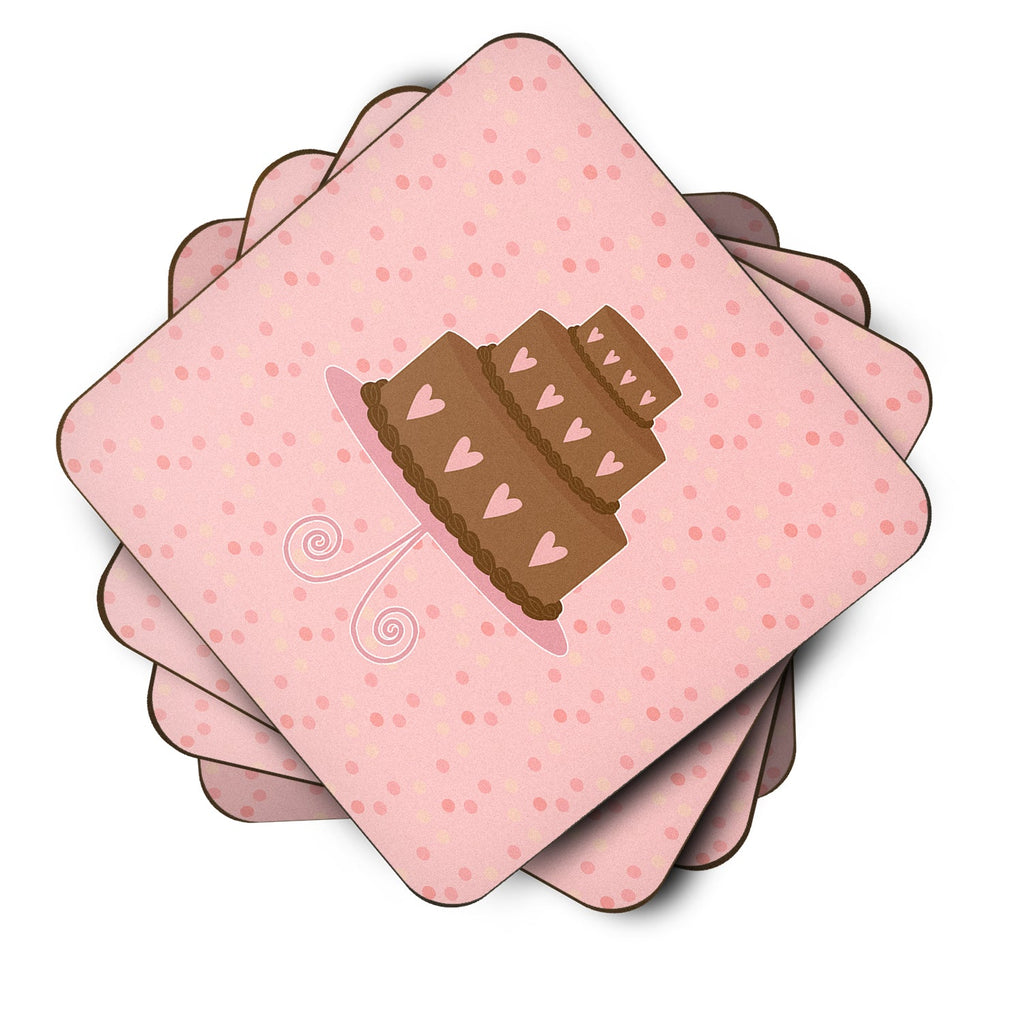 Heart Cake 3 Tier Pink Foam Coasters Set of 4 Cup Coasters for Indoor Outdoor, Tabletop Protection, Anti Slip, Mouse pad Material