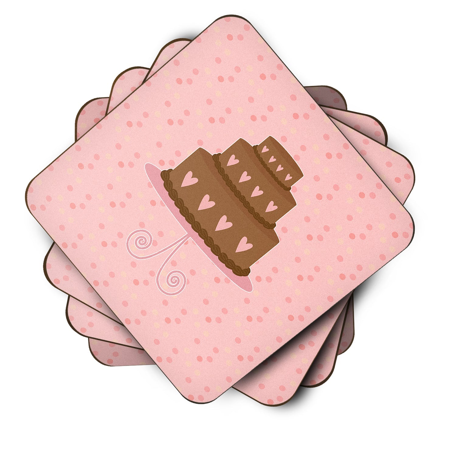 Heart Cake 3 Tier Pink Foam Coasters Set of 4 Cup Coasters for Indoor Outdoor, Tabletop Protection, Anti Slip, Mouse pad Material