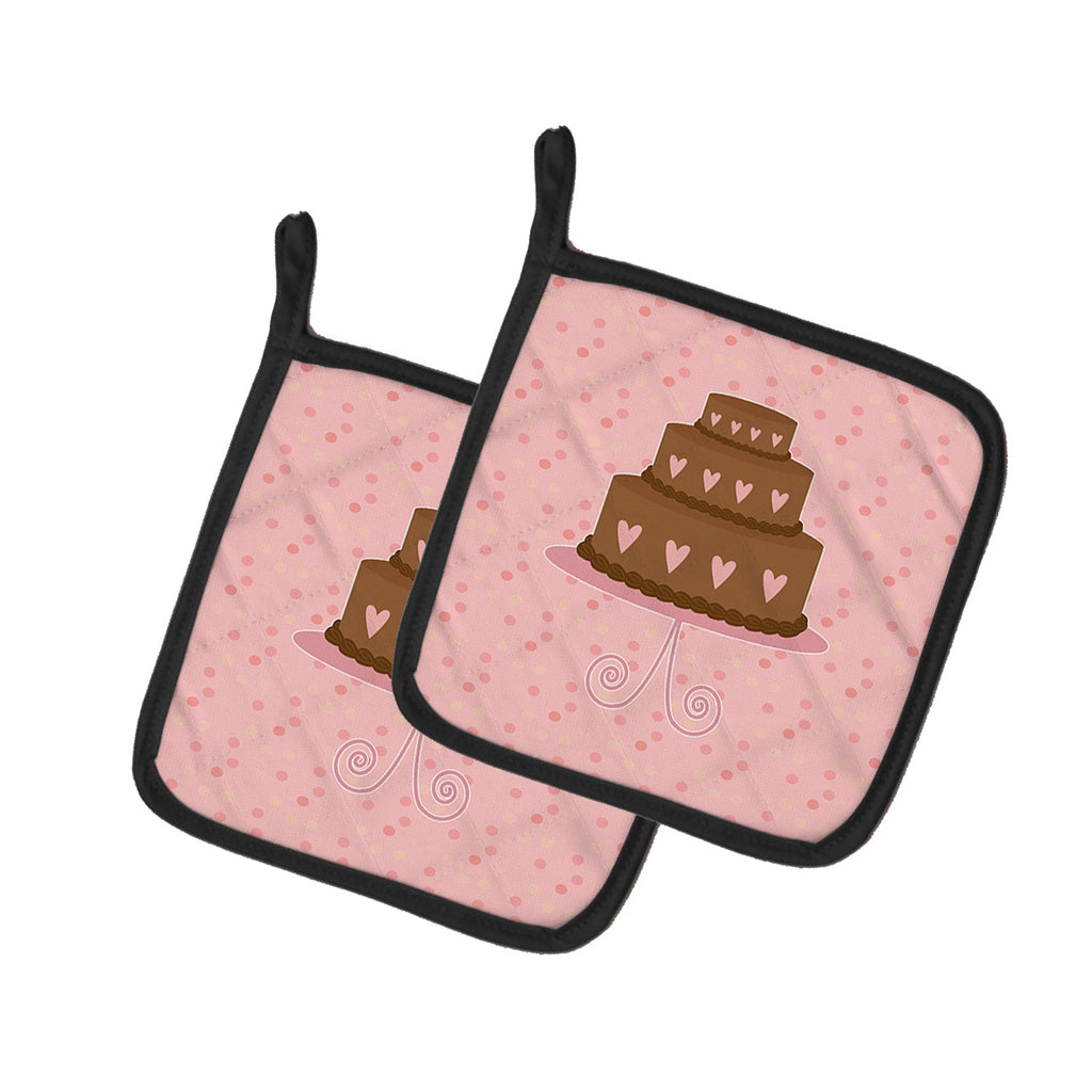 Heart Cake 3 Tier Pink Pot Holder Set of 2 Heat Resistant Quilted Hot Pads 7.5 x 7.5 Inch, Insulated Kitchen Trivets for Cooking & Baking
