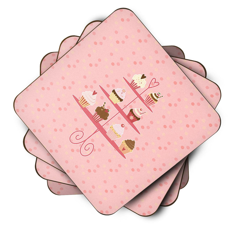 Cupcakes 3 Tier Pink Foam Coasters Set of 4 Cup Coasters for Indoor Outdoor, Tabletop Protection, Anti Slip, Mouse pad Material