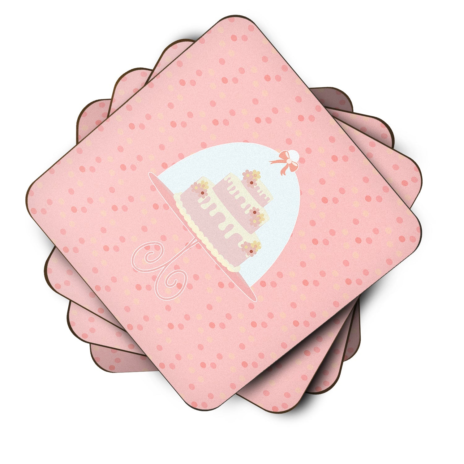 Decorative Cake 3 Tier Pink Foam Coasters Set of 4 Cup Coasters for Indoor Outdoor, Tabletop Protection, Anti Slip, Mouse pad Material