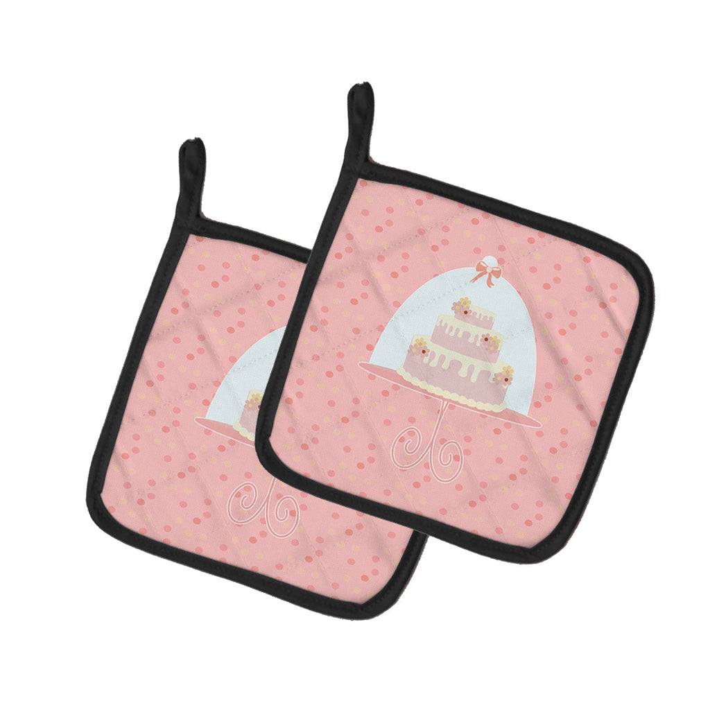 Decorative Cake 3 Tier Pink Pot Holder Set of 2 Heat Resistant Quilted Hot Pads 7.5 x 7.5 Inch, Insulated Kitchen Trivets for Cooking & Baking