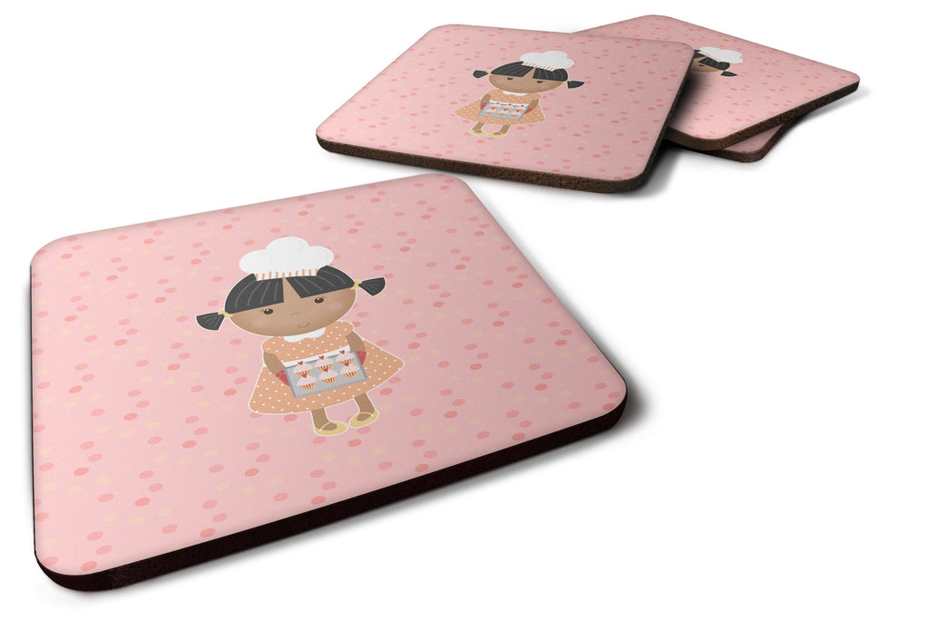 Baker African American on Pink Foam Coasters Set of 4 Cup Coasters for Indoor Outdoor, Tabletop Protection, Anti Slip, Mouse pad Material