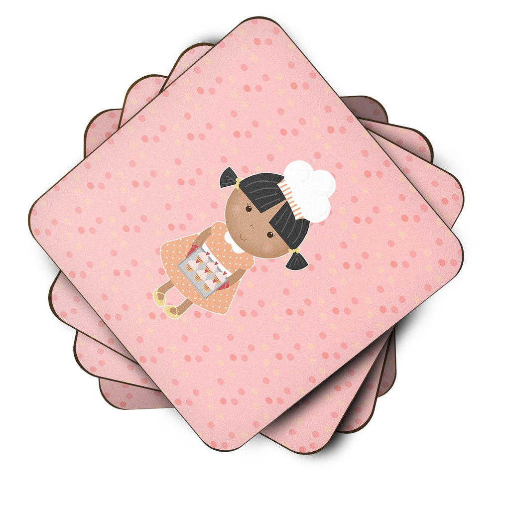 Baker African American on Pink Foam Coasters Set of 4 Cup Coasters for Indoor Outdoor, Tabletop Protection, Anti Slip, Mouse pad Material