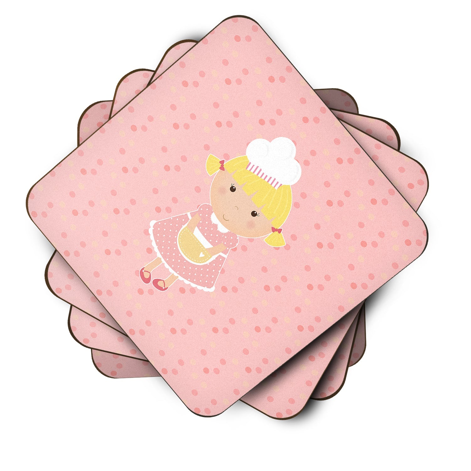 Baker Blonde on Pink Foam Coasters Set of 4 Cup Coasters for Indoor Outdoor, Tabletop Protection, Anti Slip, Mouse pad Material