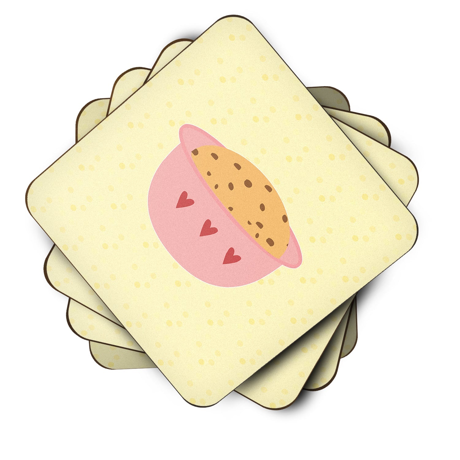 Cookie Dough on Yellow Foam Coasters Set of 4 Cup Coasters for Indoor Outdoor, Tabletop Protection, Anti Slip, Mouse pad Material