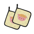 Cookie Dough on Yellow Pot Holder Set of 2 Heat Resistant Quilted Hot Pads 7.5 x 7.5 Inch, Insulated Kitchen Trivets for Cooking & Baking