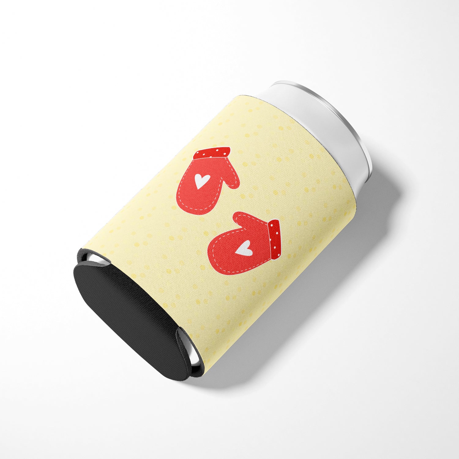 Oven Mitts on Yellow Can or Bottle Hugger Cooler Sleeve for Standard 12 oz Cans, Insulated Foam Beer & Soda Can Hugger Reusable