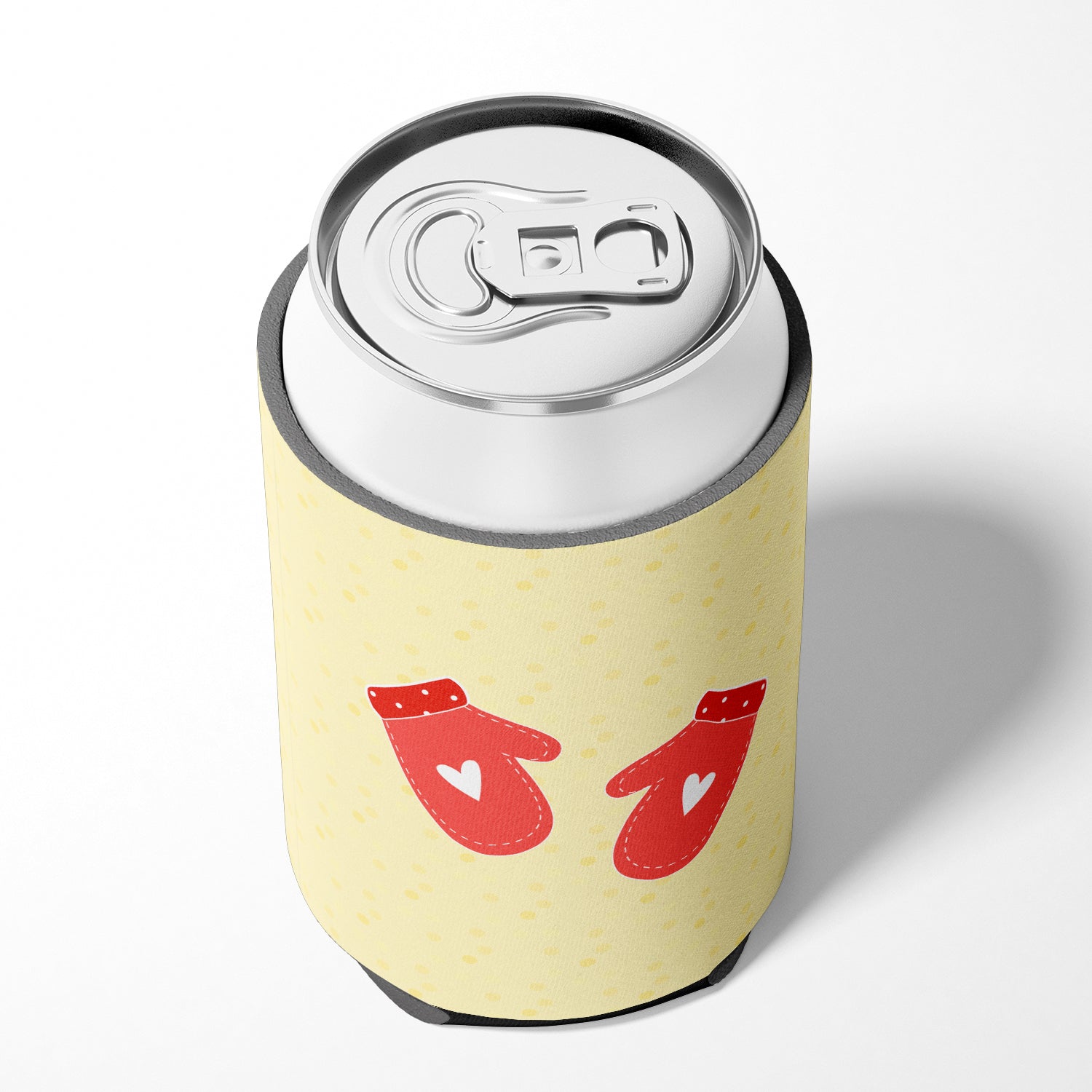 Oven Mitts on Yellow Can or Bottle Hugger Cooler Sleeve for Standard 12 oz Cans, Insulated Foam Beer & Soda Can Hugger Reusable