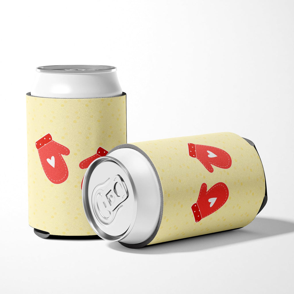 Oven Mitts on Yellow Can or Bottle Hugger Cooler Sleeve for Standard 12 oz Cans, Insulated Foam Beer & Soda Can Hugger Reusable