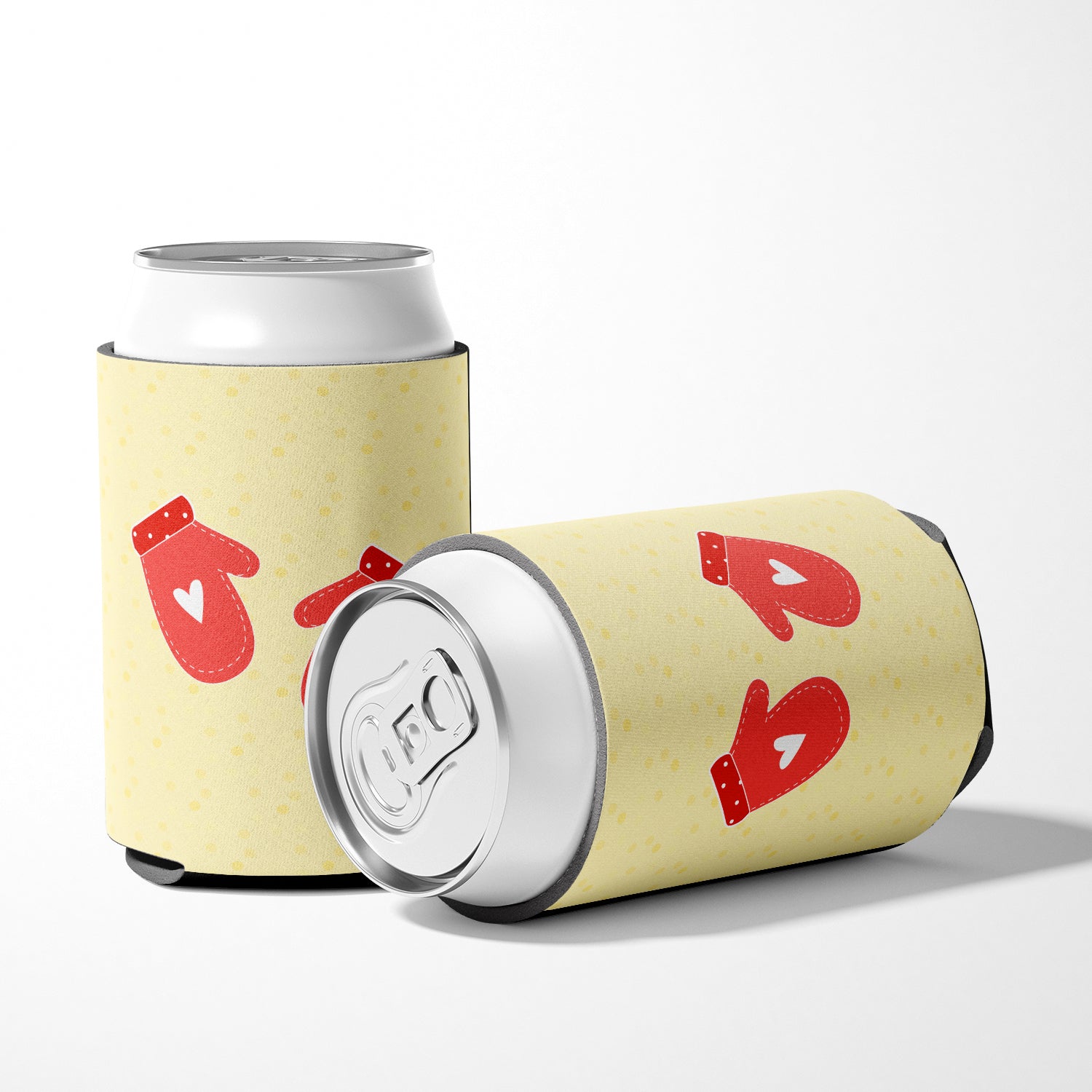 Oven Mitts on Yellow Can or Bottle Hugger Cooler Sleeve for Standard 12 oz Cans, Insulated Foam Beer & Soda Can Hugger Reusable