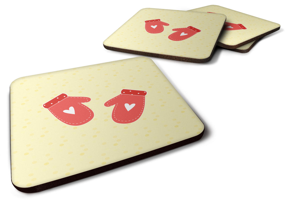 Oven Mitts on Yellow Foam Coasters Set of 4 Cup Coasters for Indoor Outdoor, Tabletop Protection, Anti Slip, Mouse pad Material