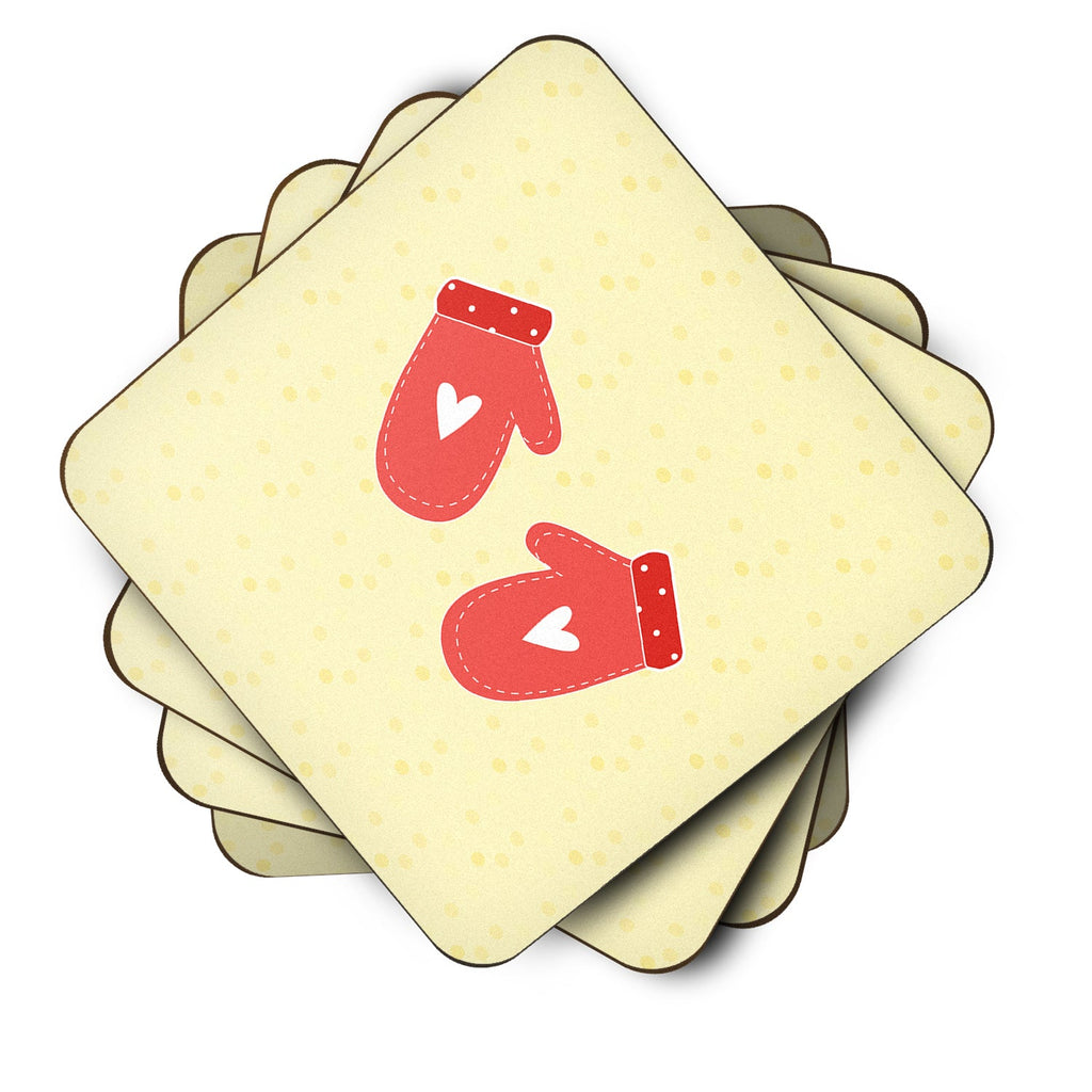 Oven Mitts on Yellow Foam Coasters Set of 4 Cup Coasters for Indoor Outdoor, Tabletop Protection, Anti Slip, Mouse pad Material