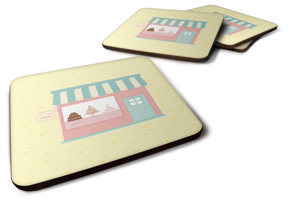Bake Shoppe on Yellow Foam Coasters Set of 4 Cup Coasters for Indoor Outdoor, Tabletop Protection, Anti Slip, Mouse pad Material