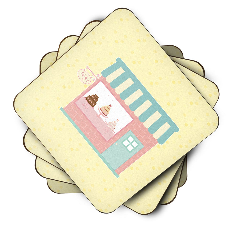Bake Shoppe on Yellow Foam Coasters Set of 4 Cup Coasters for Indoor Outdoor, Tabletop Protection, Anti Slip, Mouse pad Material
