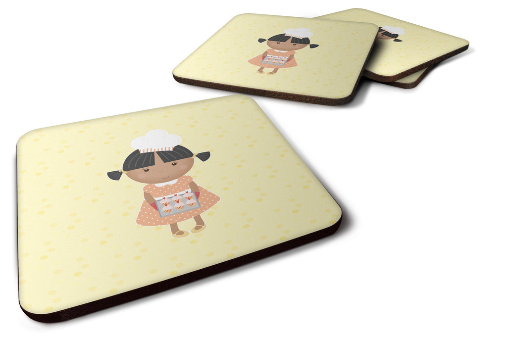 African American Baker on Yellow Foam Coasters Set of 4 Cup Coasters for Indoor Outdoor, Tabletop Protection, Anti Slip, Mouse pad Material