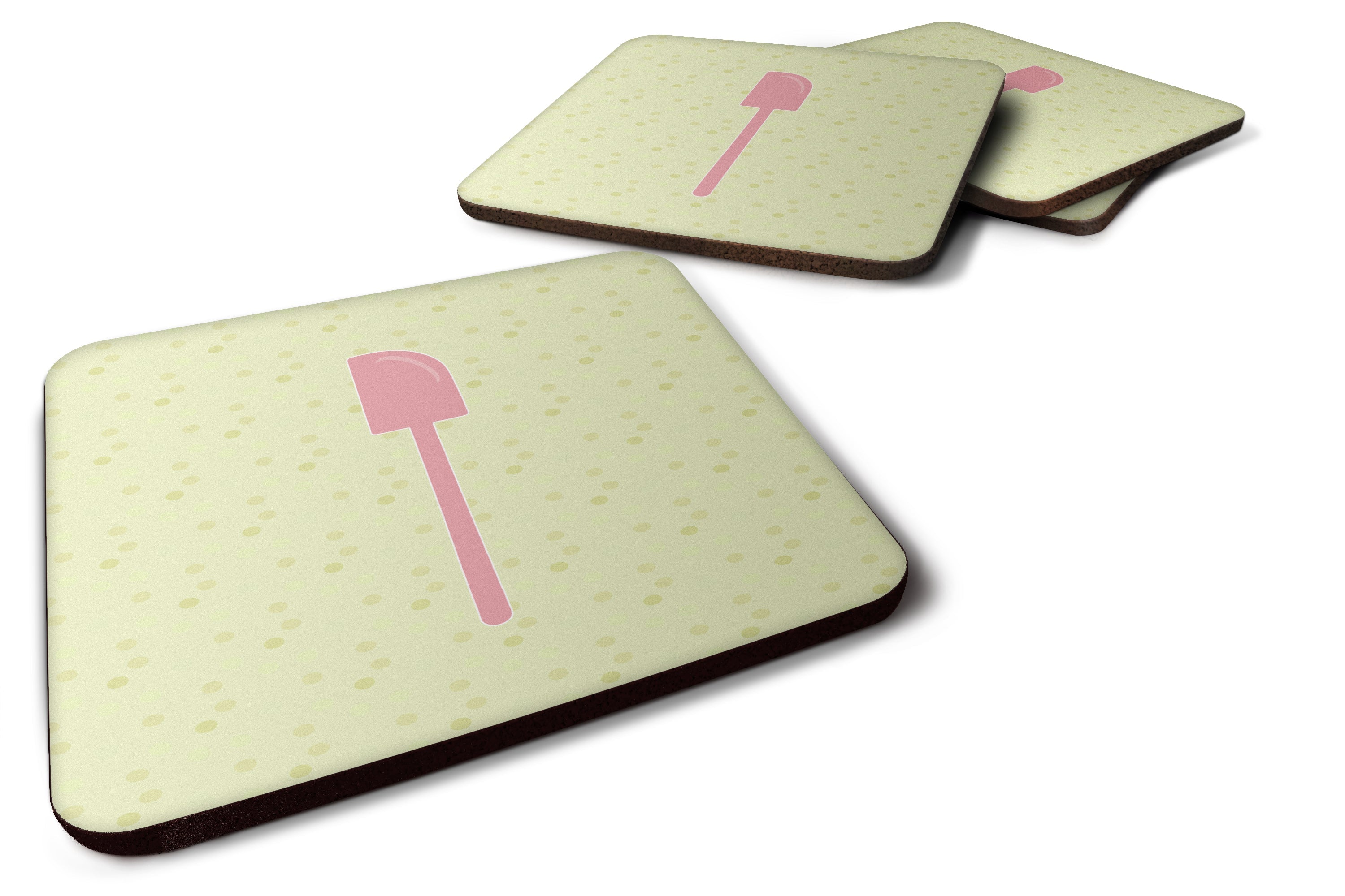 Spatula on Green Foam Coasters Set of 4 Cup Coasters for Indoor Outdoor, Tabletop Protection, Anti Slip, Mouse pad Material