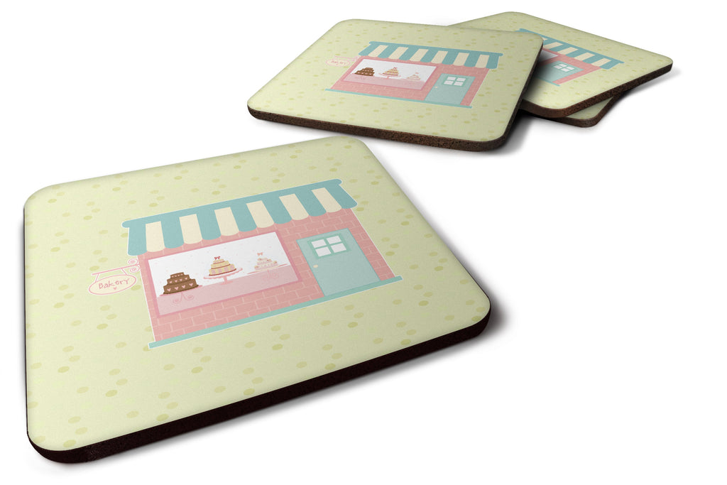 Bake Shoppe on Green Foam Coasters Set of 4 Cup Coasters for Indoor Outdoor, Tabletop Protection, Anti Slip, Mouse pad Material