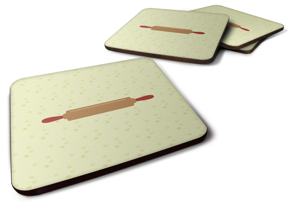 Rolling Pin on Green Foam Coasters Set of 4 Cup Coasters for Indoor Outdoor, Tabletop Protection, Anti Slip, Mouse pad Material