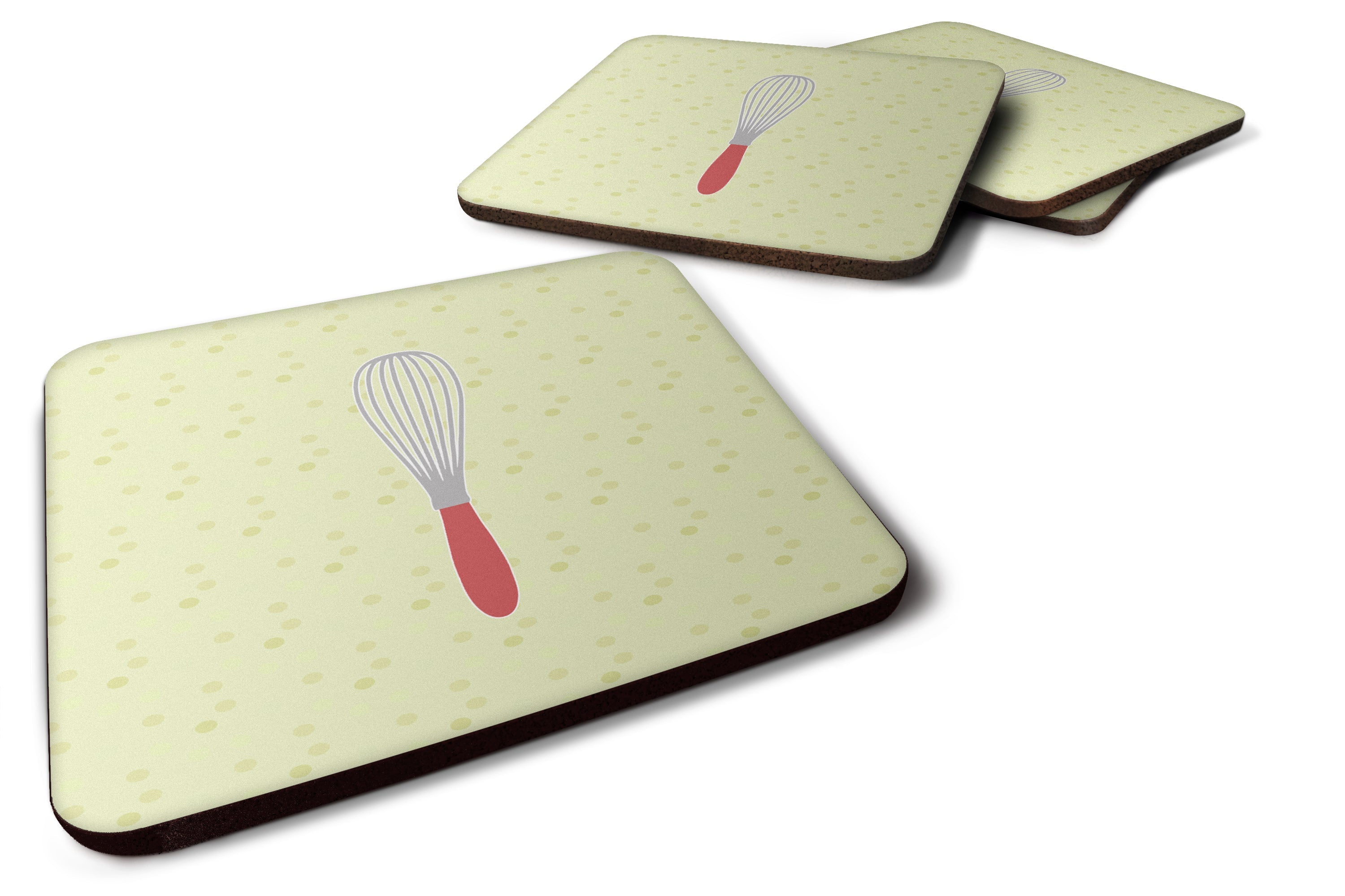 Wisk on Green Foam Coasters Set of 4 Cup Coasters for Indoor Outdoor, Tabletop Protection, Anti Slip, Mouse pad Material