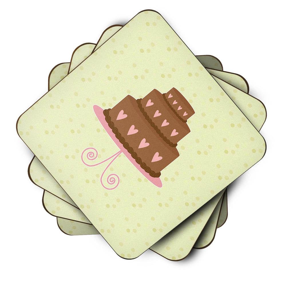 Heart Chocolate Cake on Green Foam Coasters Set of 4 Cup Coasters for Indoor Outdoor, Tabletop Protection, Anti Slip, Mouse pad Material
