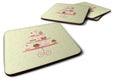 Cupcakes 3 Tier Stand on Green Foam Coasters Set of 4 Cup Coasters for Indoor Outdoor, Tabletop Protection, Anti Slip, Mouse pad Material