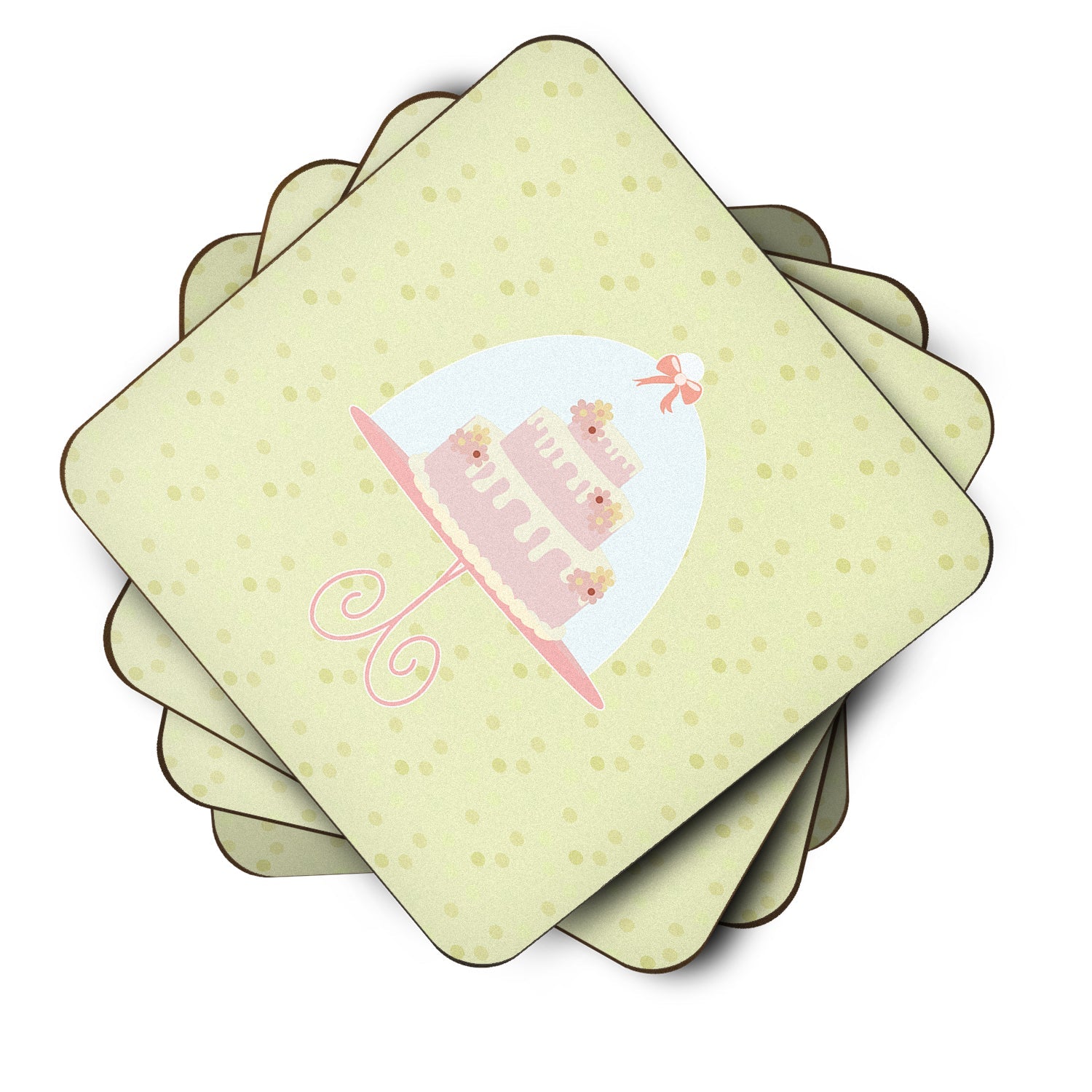 Decorated Cake on Green Foam Coasters Set of 4 Cup Coasters for Indoor Outdoor, Tabletop Protection, Anti Slip, Mouse pad Material